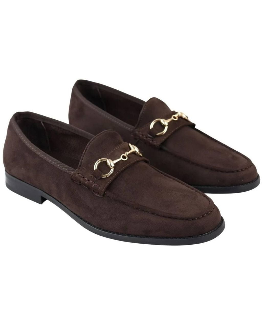 TruClothing Brown Leather Lined Slip On Suede Loafer Shoes for men