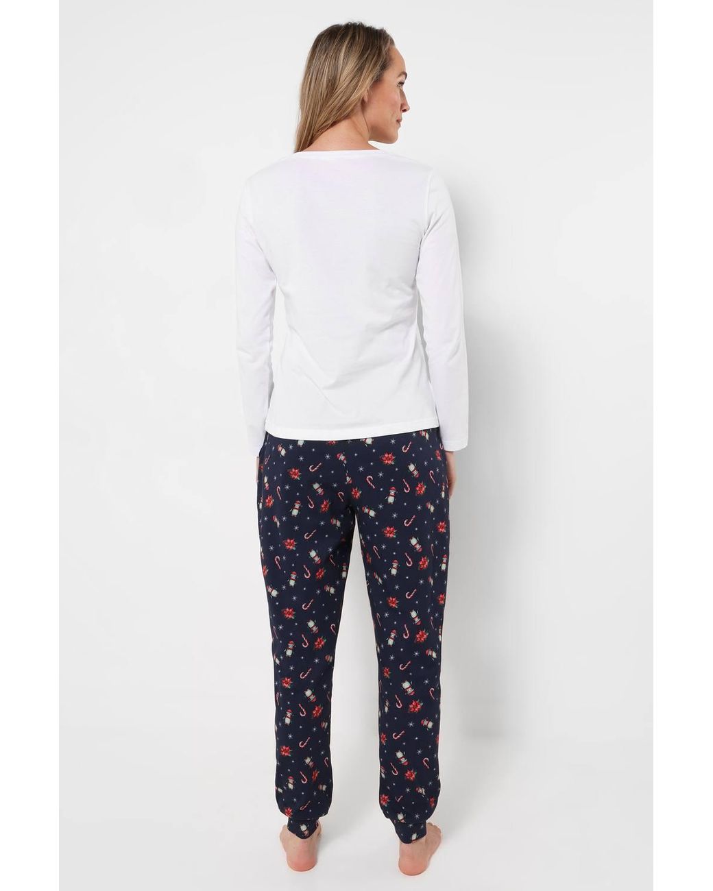 Joe Browns Blue Jolly Santa Jersey Pyjama Set