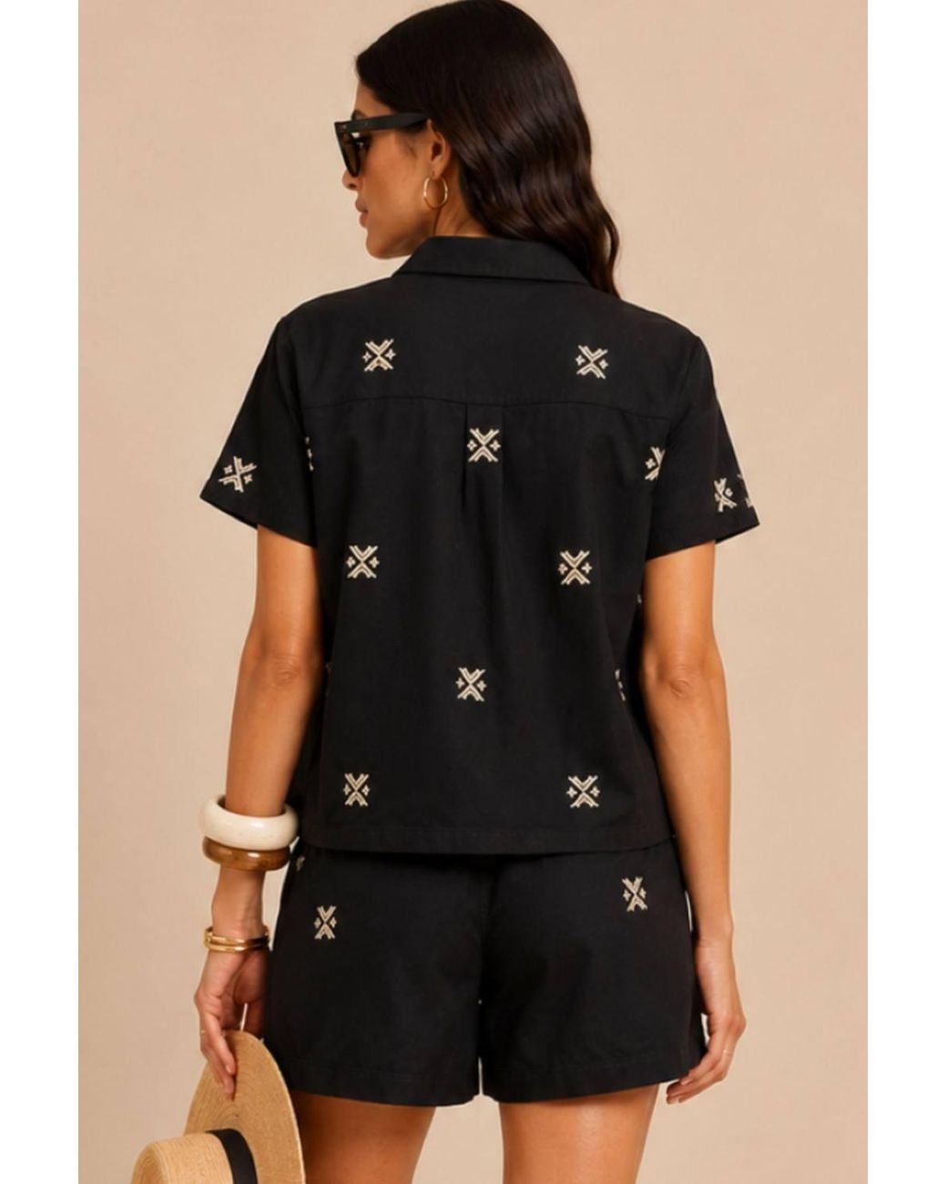 Little Mistress Black Embroidered Rayon Blend Shirt
