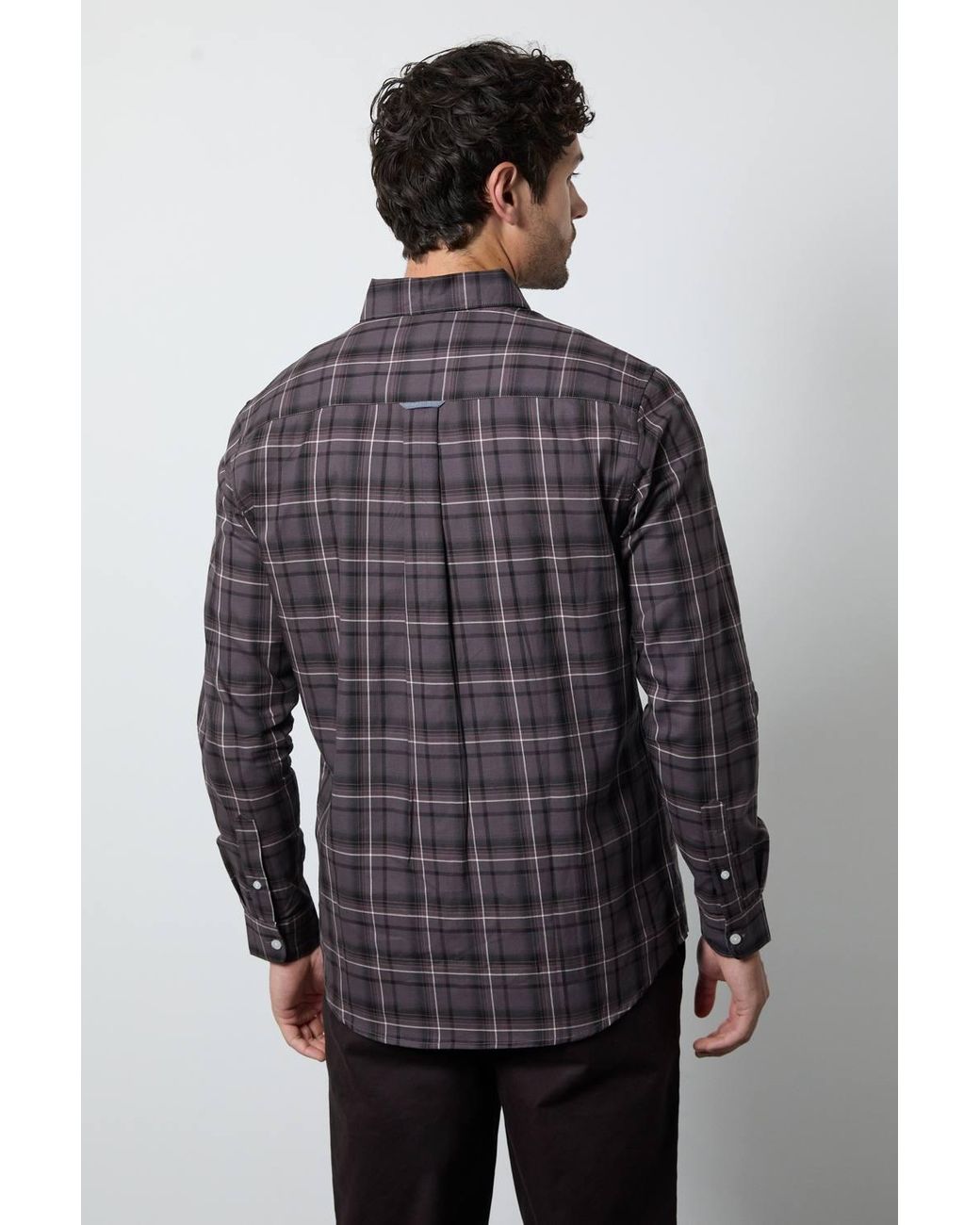 MAINE Gray Check Long Sleeve Shirt for men