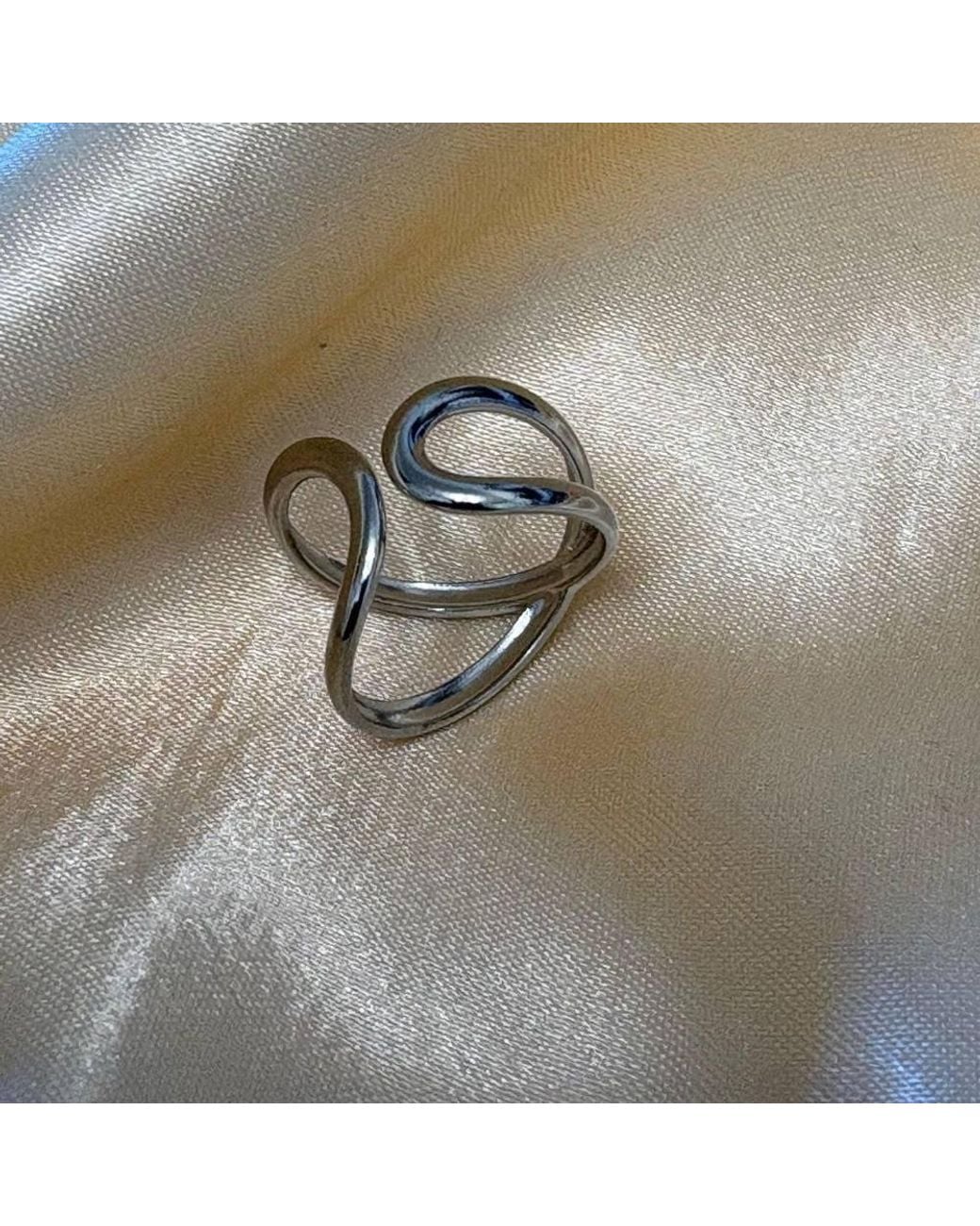 The Colourful Aura Metallic Abstract Infinity Swirl Adjustable Ring Minimalist Open Band