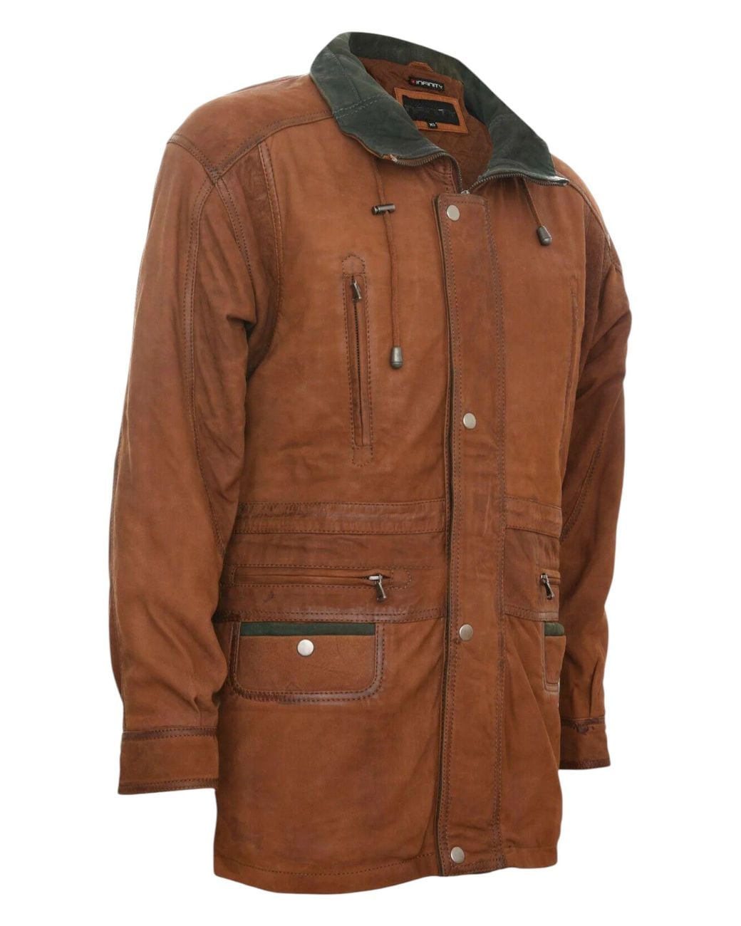 Infinity Leather Brown Nubuck Leather Parka Coat- Gatton for men
