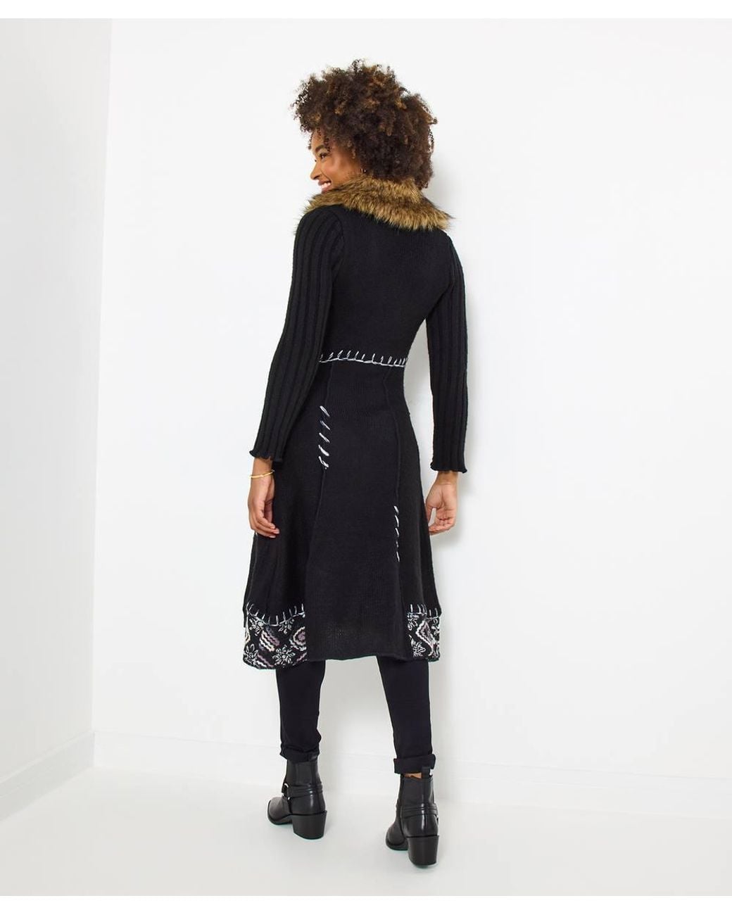Joe Browns Blue Faux Fur Collar Cardigan