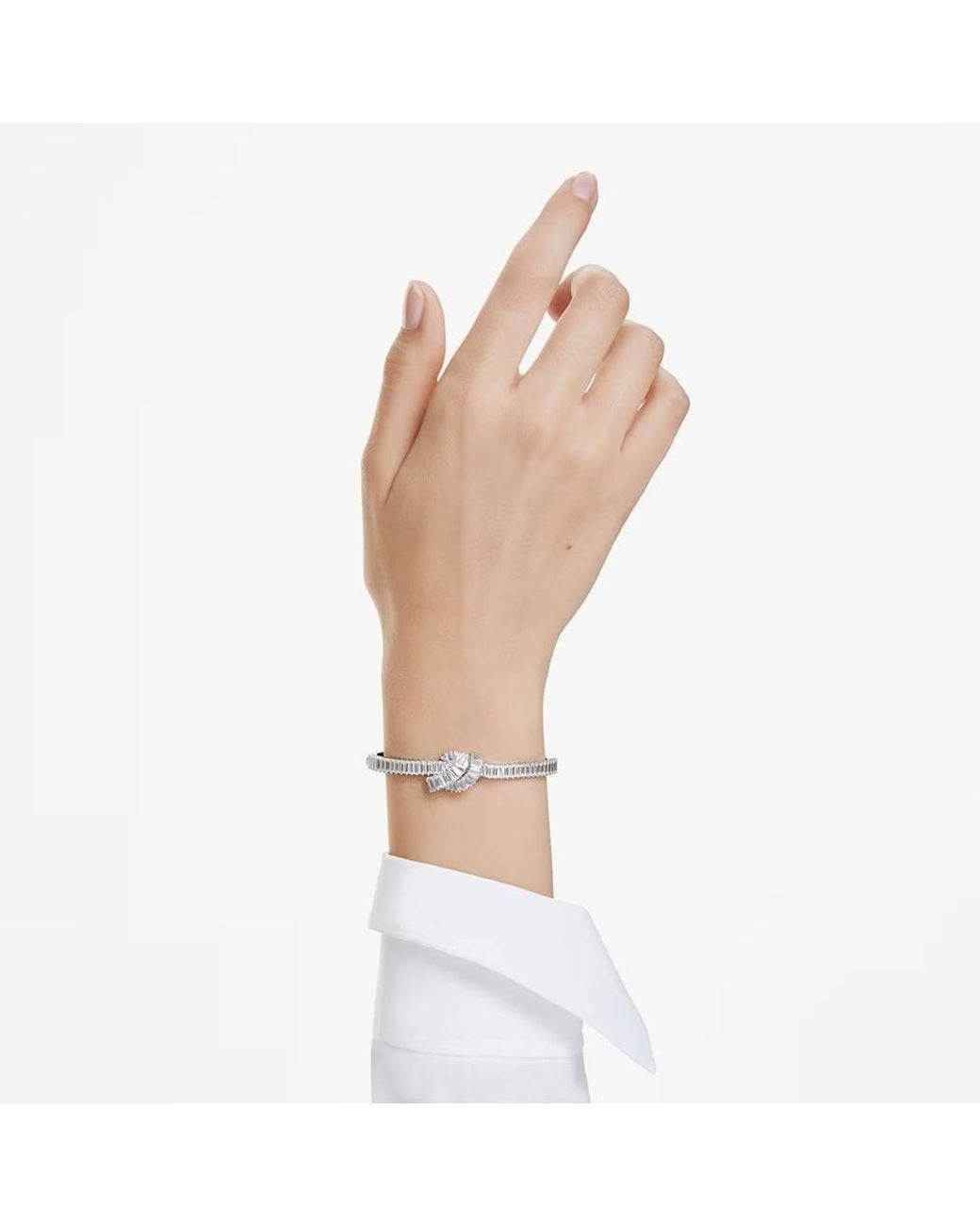 Swarovski Metallic Matrix Rhodium Plated Medium Zirconia Knot Bangle 5727120