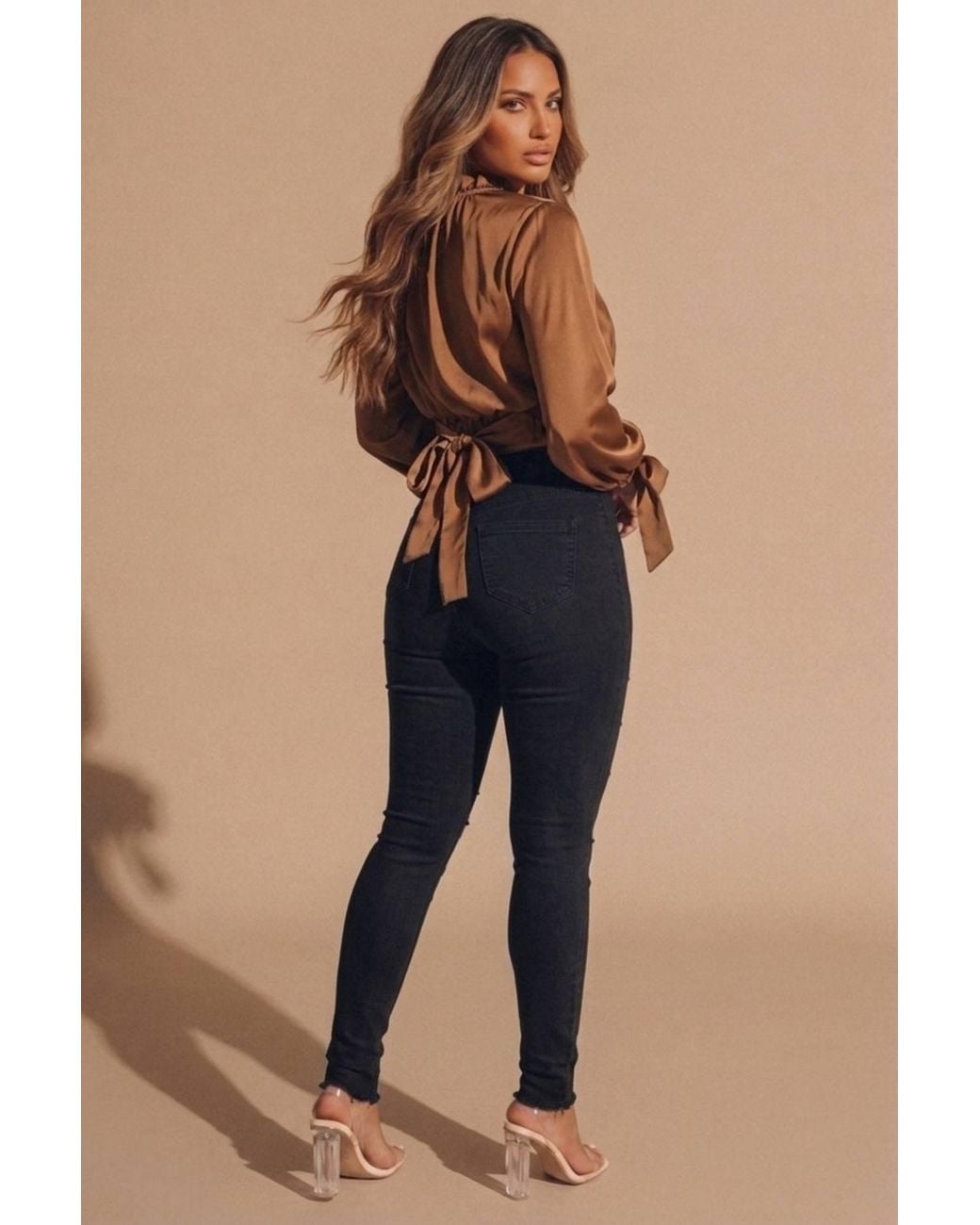 Femme Luxe Black Distressed High Waisted Skinny Jeans
