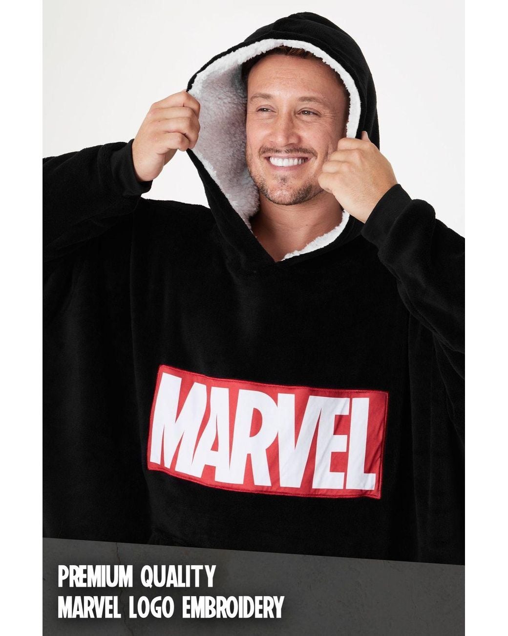 Marvel Black Oversized Poncho for men