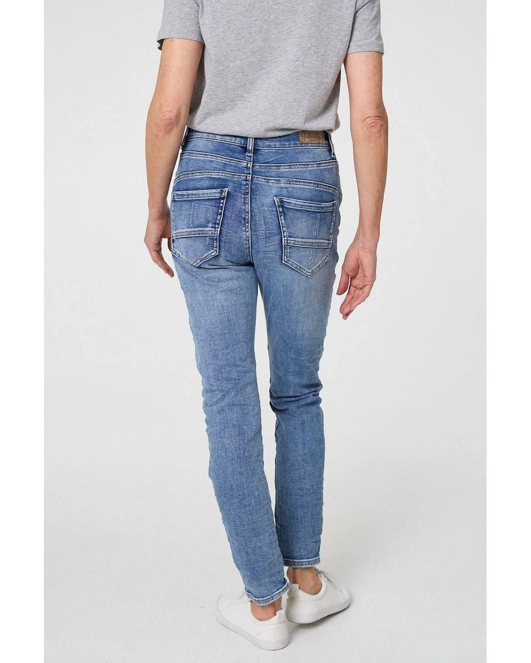Izabel London Blue Star Patchwork Detail Skinny Jeans