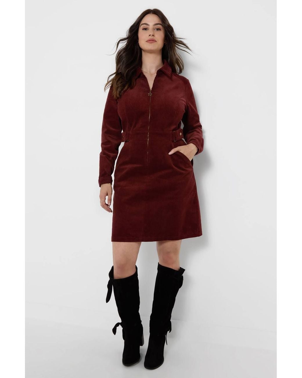 Joe Browns Red Betsy Zip Front Cord Dress