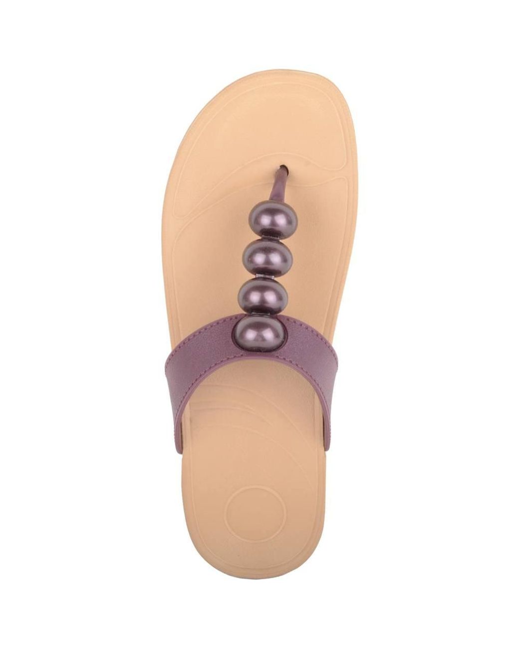 Absolute Footwear Pink Easy Slip On Beaded Wedged Toe Bar Summer Sandals Flip Flops