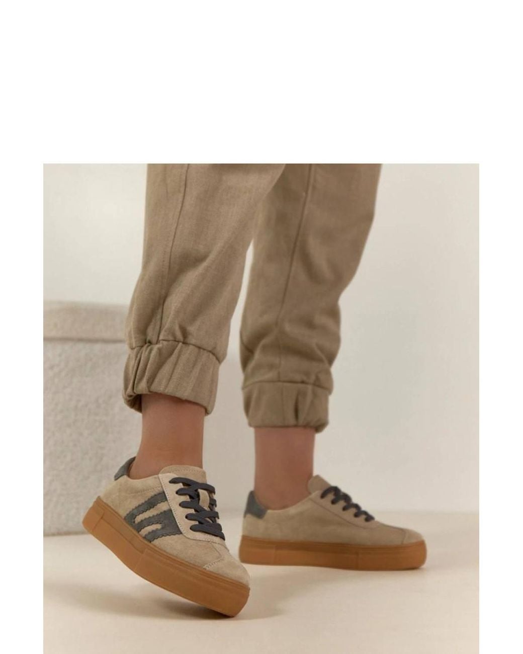 Love Lace Brown Platform Round Toe Chunky Trainers With 3.5Cm Platform