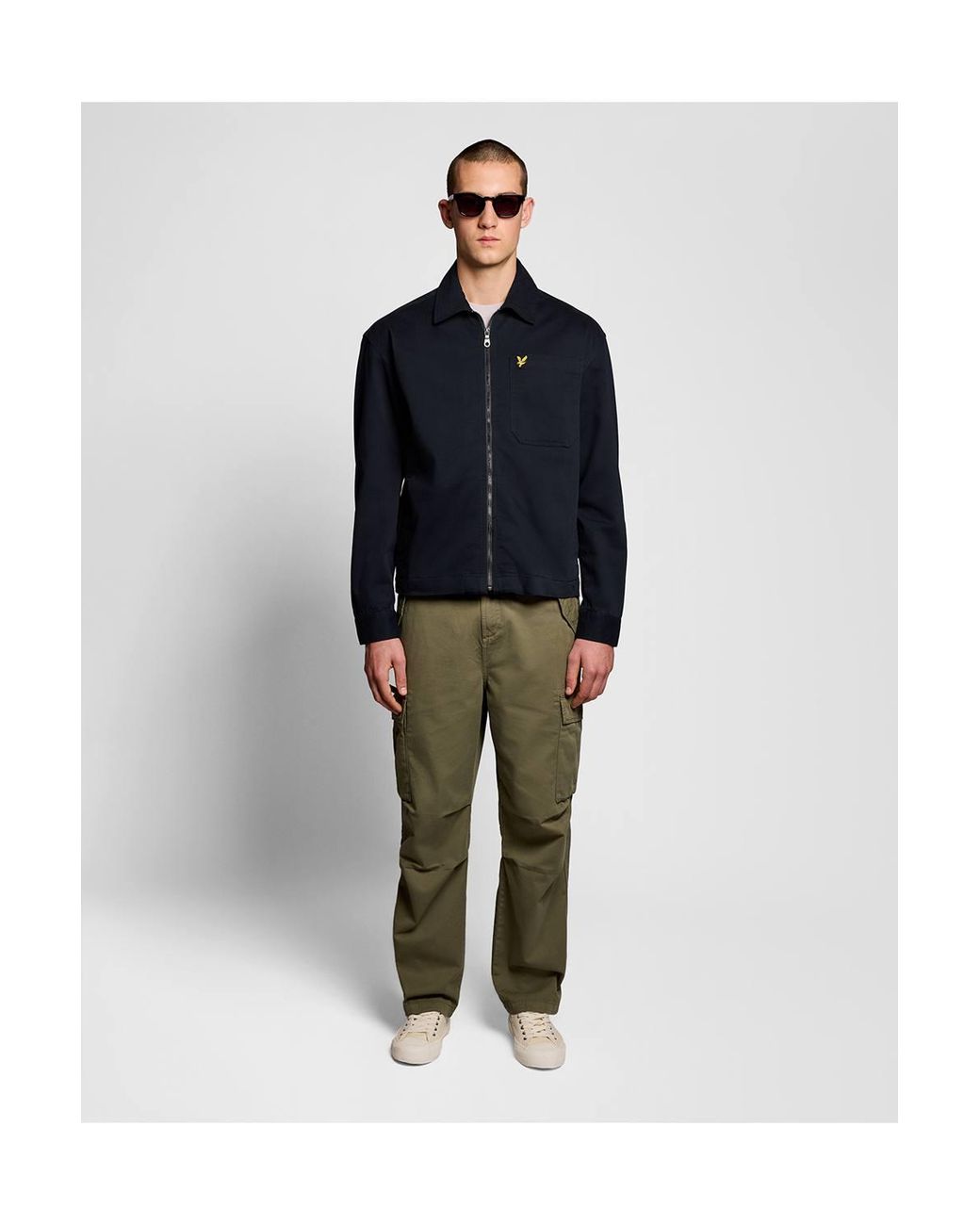 Lyle & Scott Blue Enzyme Wash Zip Through Overshirt for men