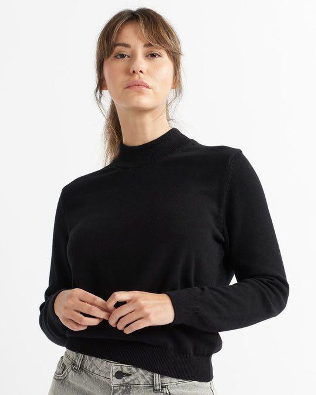 Alse Studio Black Premium Quality 100% Cotton Turtle Neck Long Sleeve Jumper