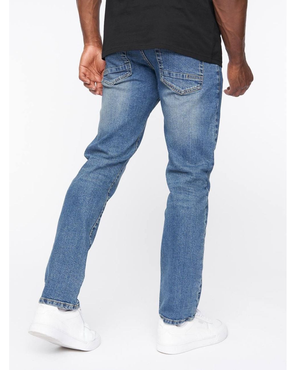 Crosshatch Blue Princed Classic 5-Pocket Cotton Stretch Jeans With Branded Belt for men