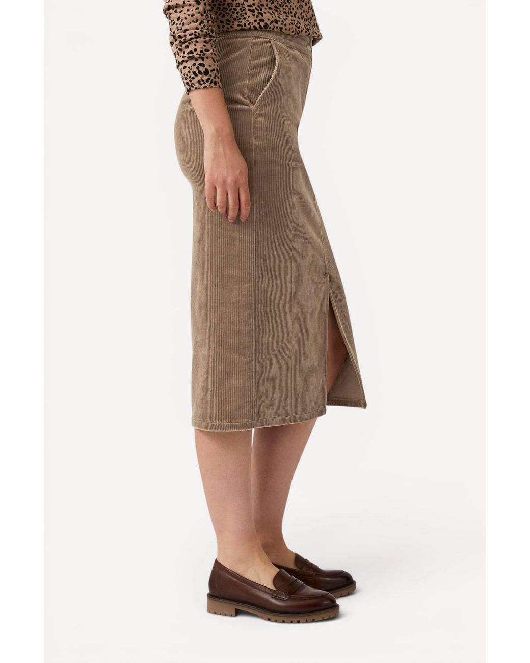 DAMART Brown Cotton Rich Cord Skirt