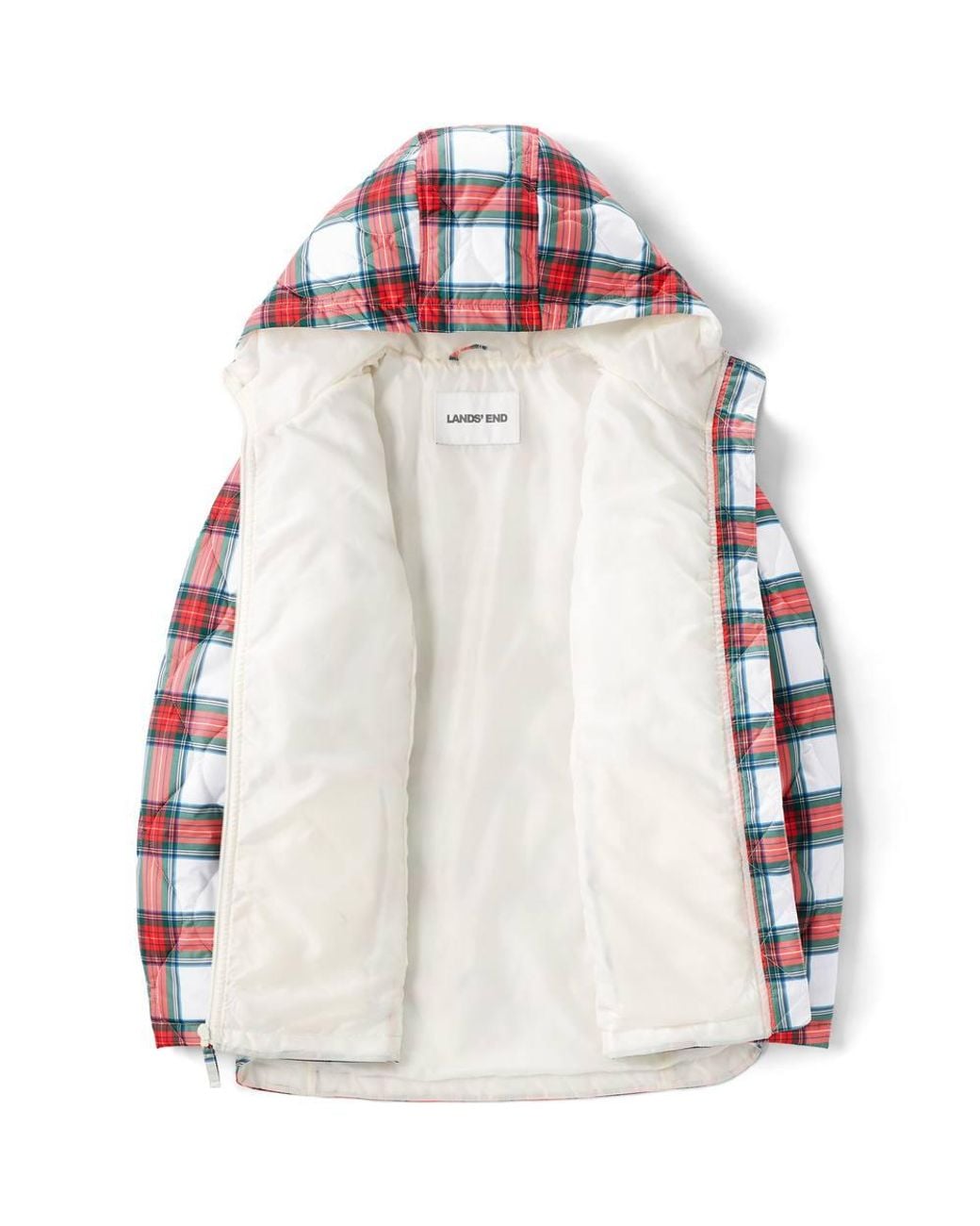 Lands' End Black Patterned Featherfree Insulated Quilted Jacket