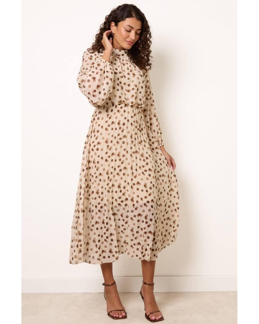 Blue Vanilla Natural Long Sleeve Turtleneck Midi Dress
