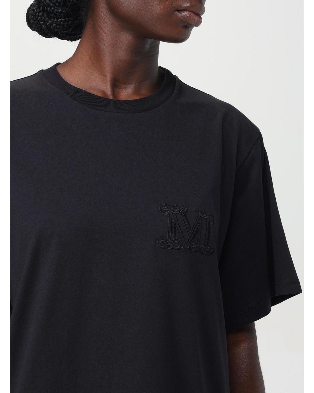 Max Mara Black Mm Logo Short Sleeve Tee Wo