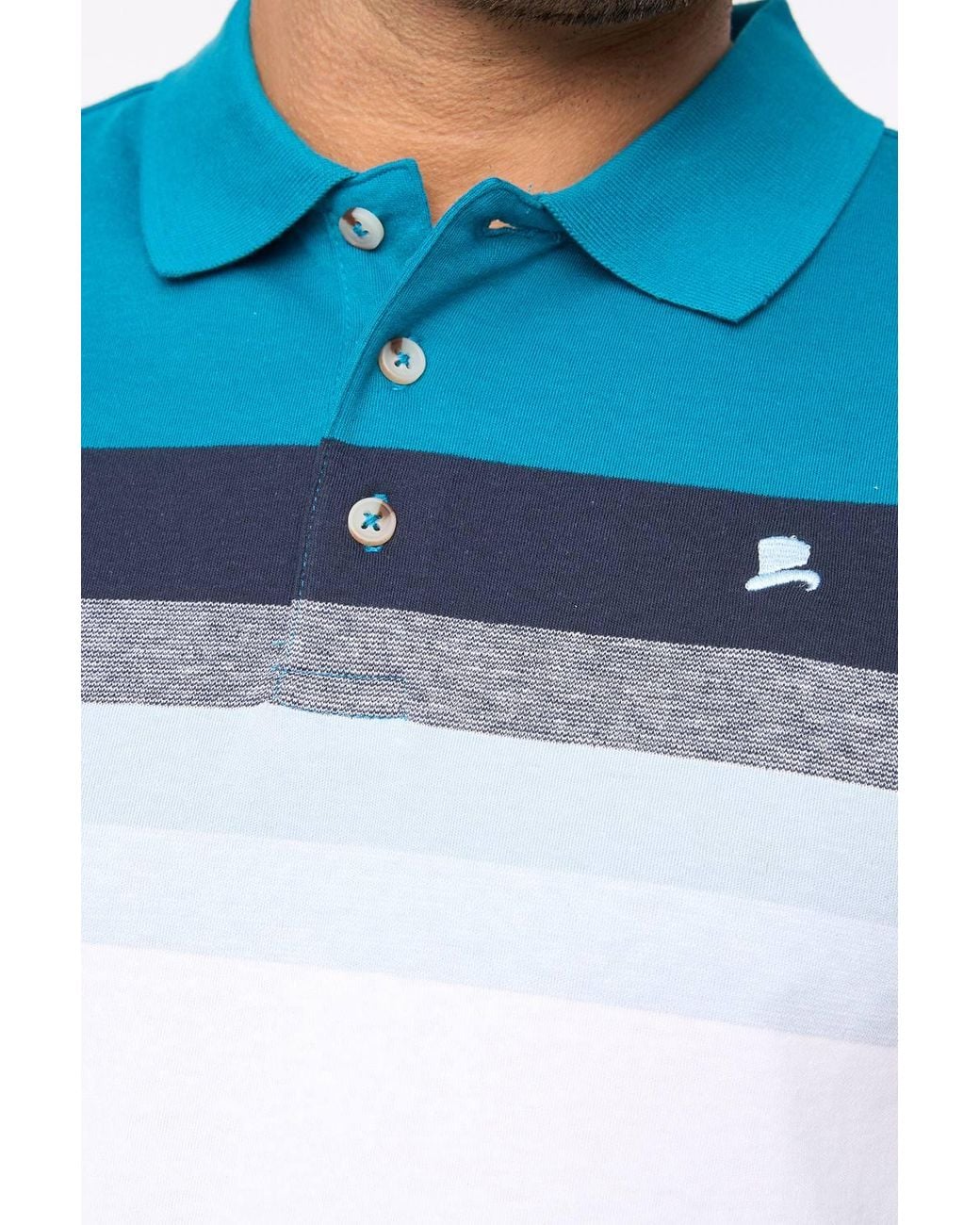 Bewley & Ritch Blue Danson 100% Cotton Yarn-Dyed Striped Polo Shirt for men