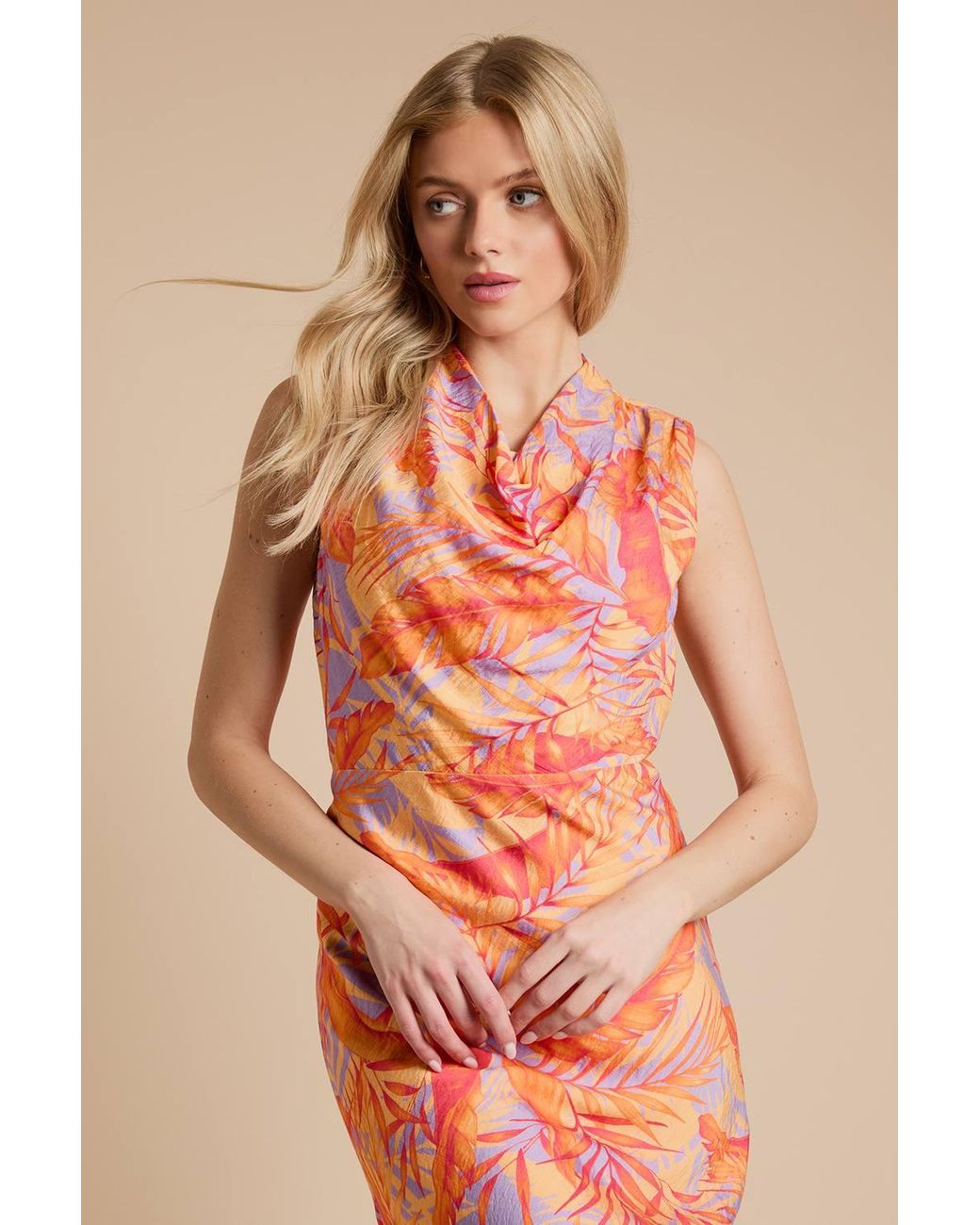 Dorothy Perkins Pink Cowl Neck Sleeveless Midi Dress