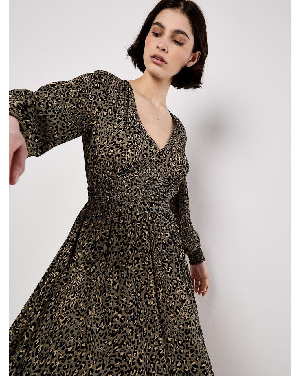 Apricot Natural Leopard Hanky Hem Mini Dress