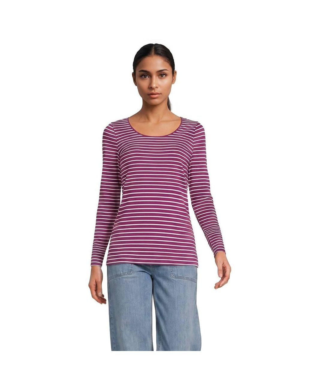 Lands' End Purple Cotton Modal Scoop Neck Top