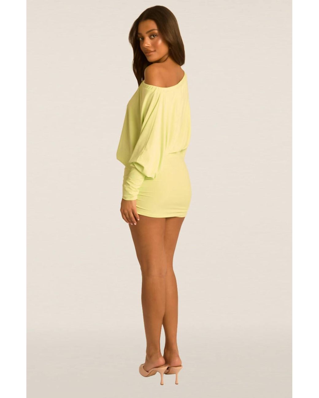 Rebellious Fashion Yellow Batwing Bardot Mini Dress
