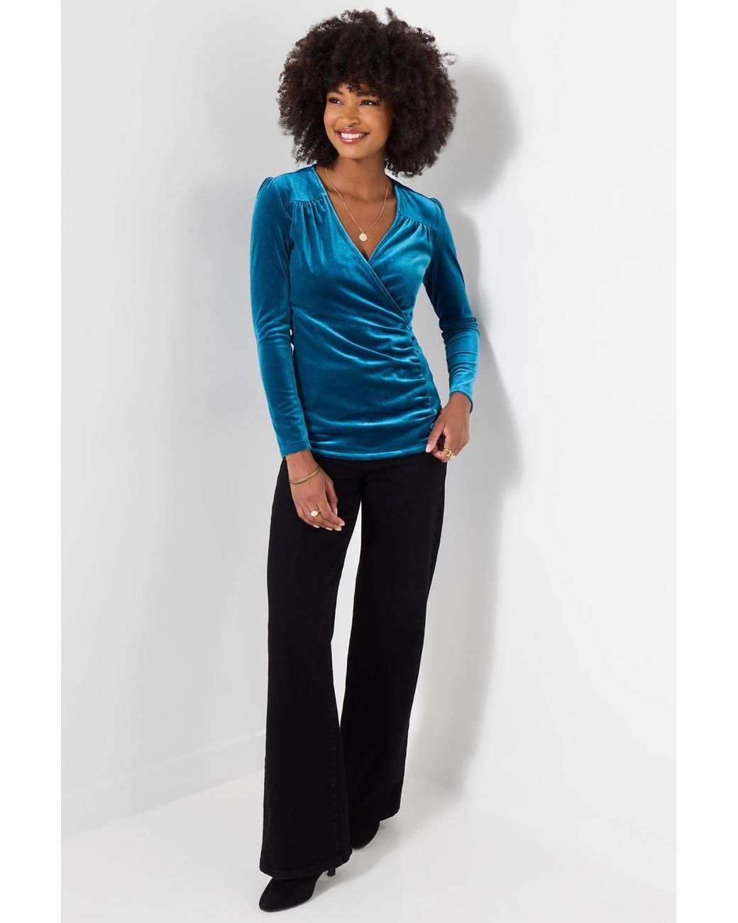 Joe Browns Blue Vienna Velour Wrap Top