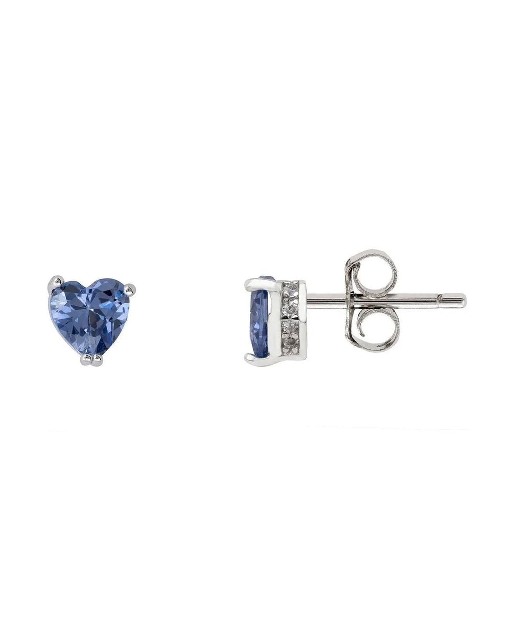 Latelita London Blue Asscher Cut Heart Stud Earrings Tanzanite