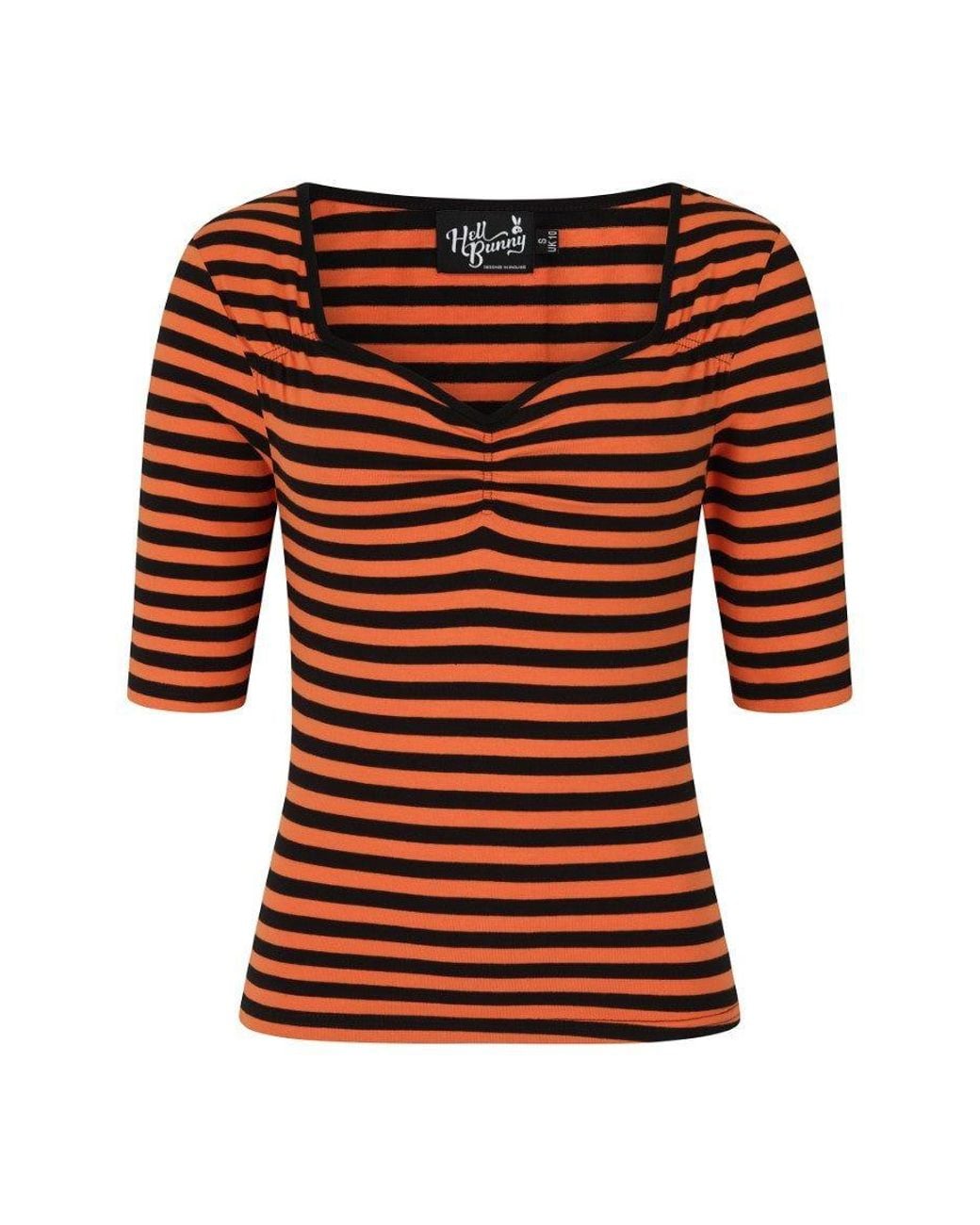 Hell Bunny Black Warlock Stretchy Striped Jersey Top