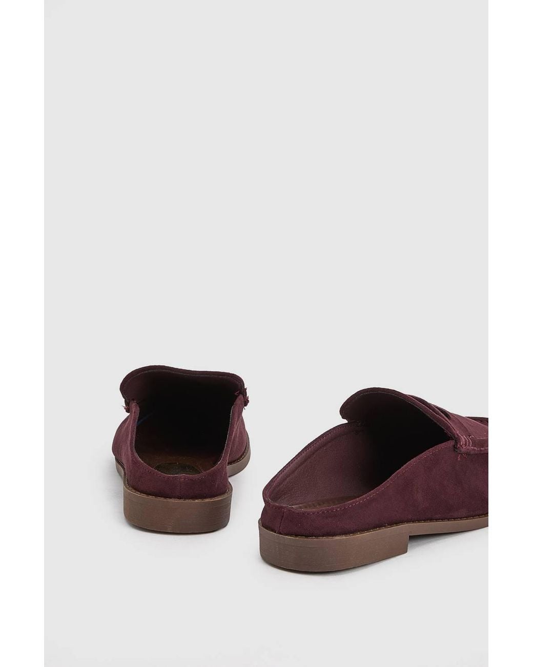 Oasis Purple Raeghan Faux Suede Loafer Style Footbed Flat Mules