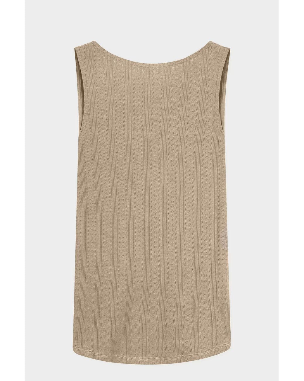 Enorsia Natural Textured Sleeveless V-Neck Tank Top