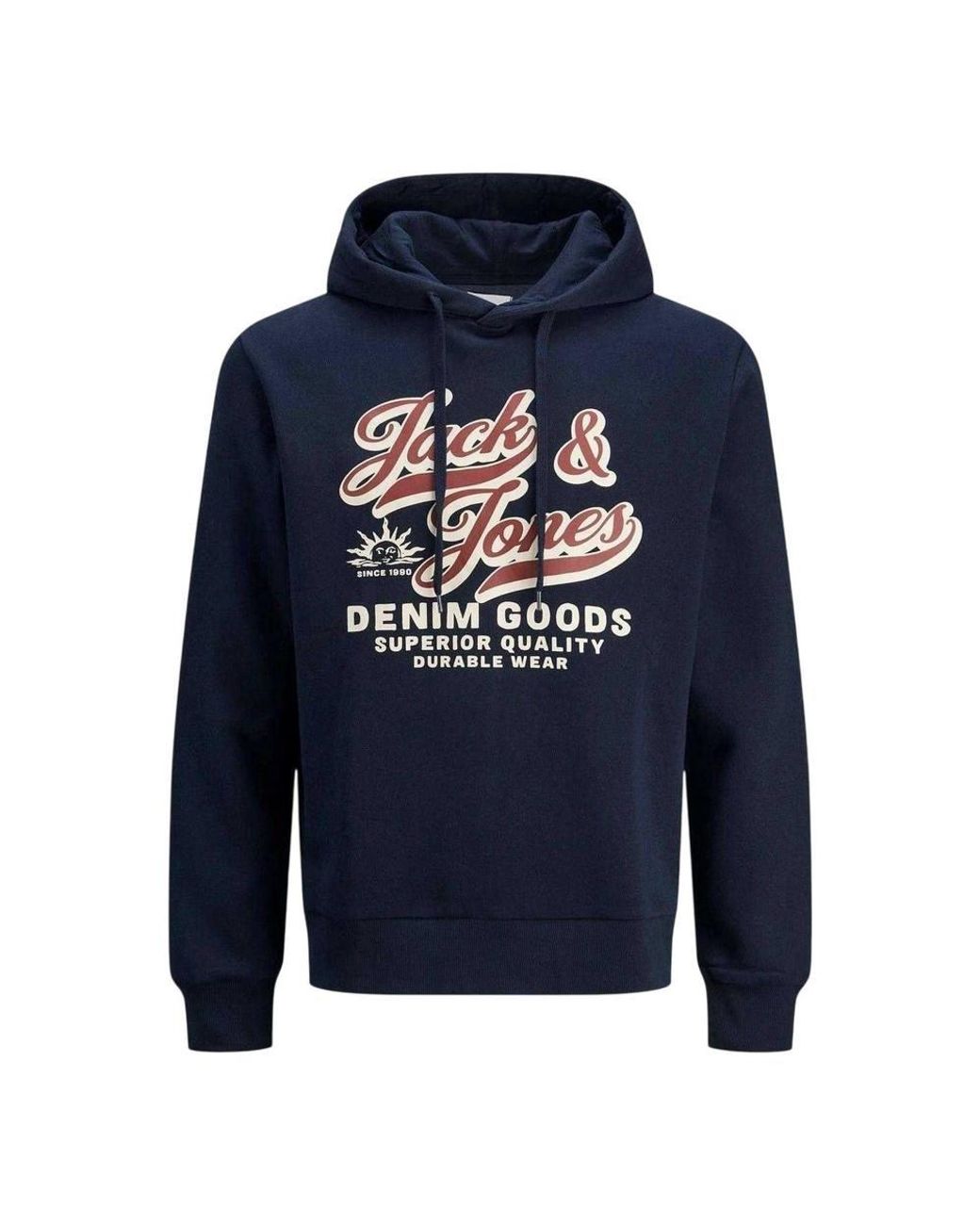 Jack & Jones Blue Lettering Logo Long-Sleeved Hoodie for men