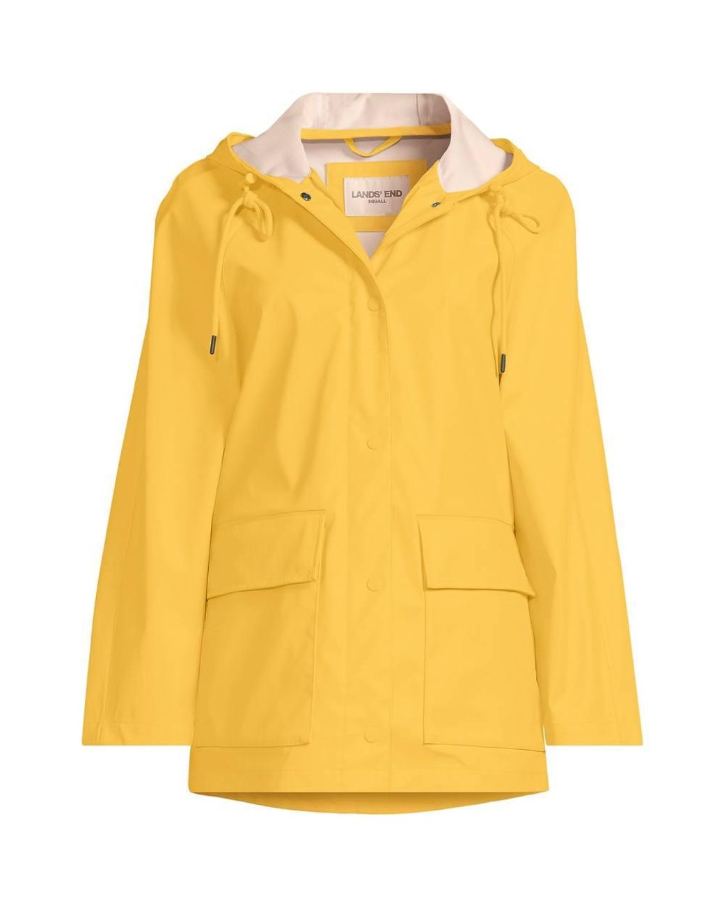 Lands' End Yellow Waterproof A-Line Squall Rain Jacket