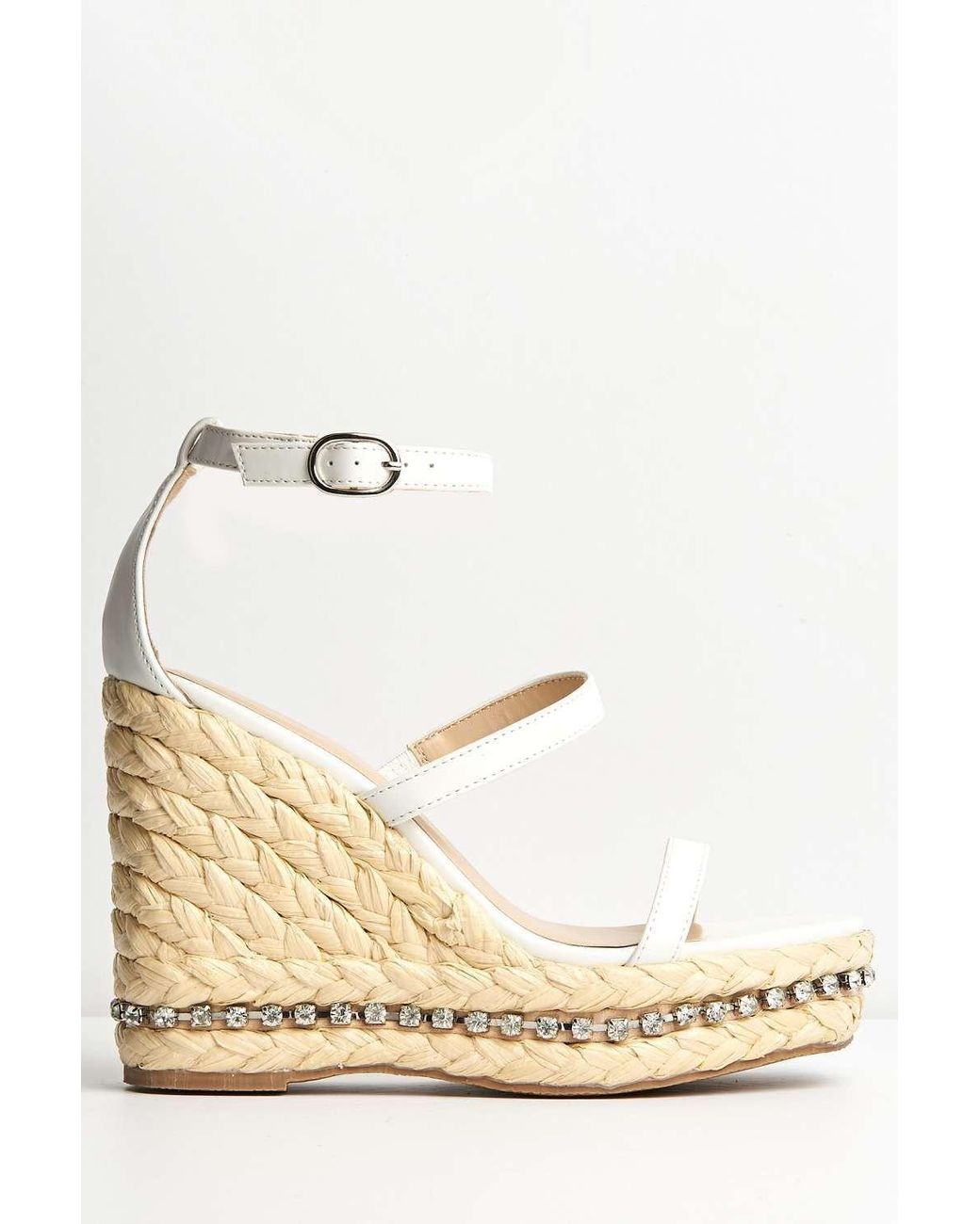 Miss Diva Natural Michelle Espadrille Ankle Strap Stud Sole Sandal Wedge