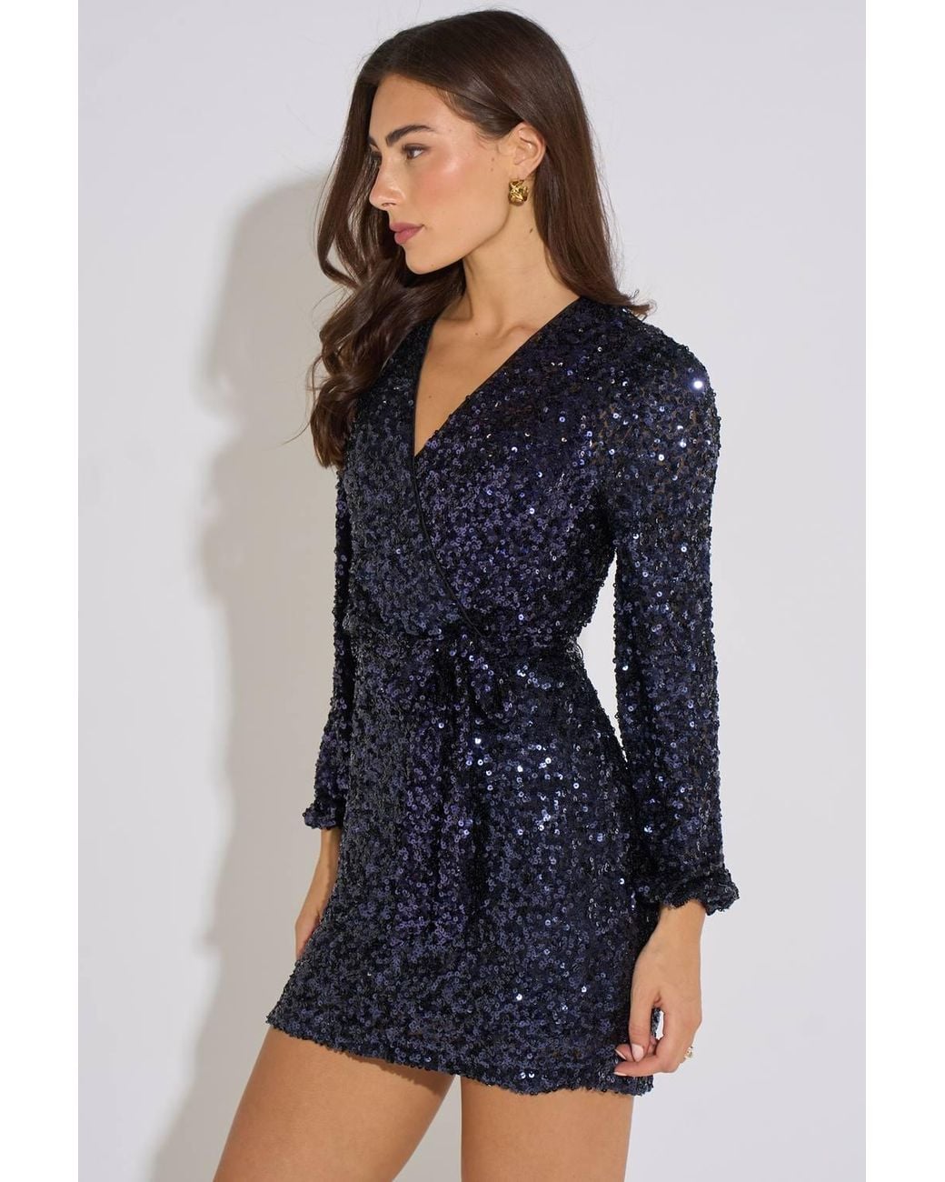Gini London Blue Sequin Bodycon Mini Dress