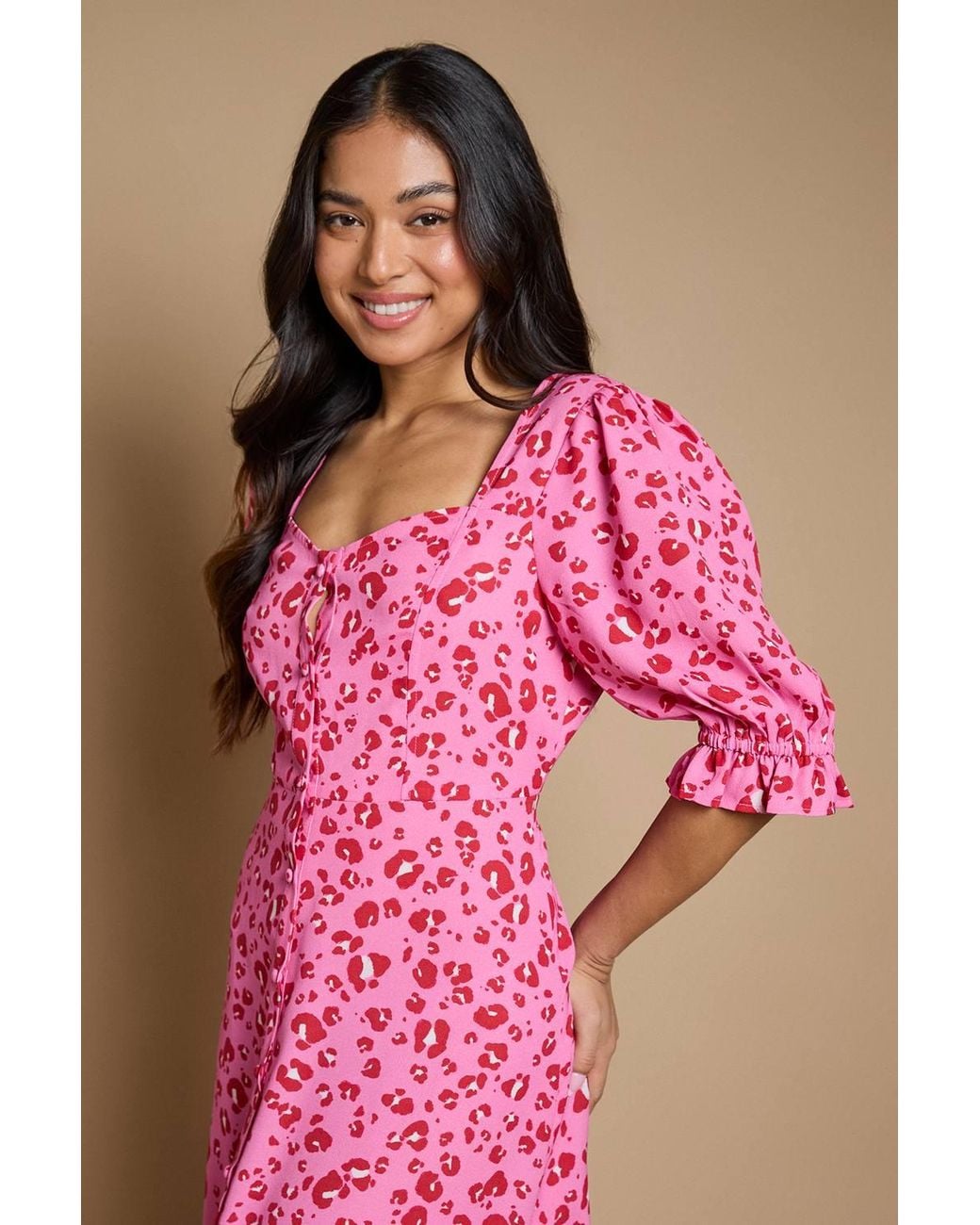 Dorothy Perkins Pink Petite Button Through Midi Dress