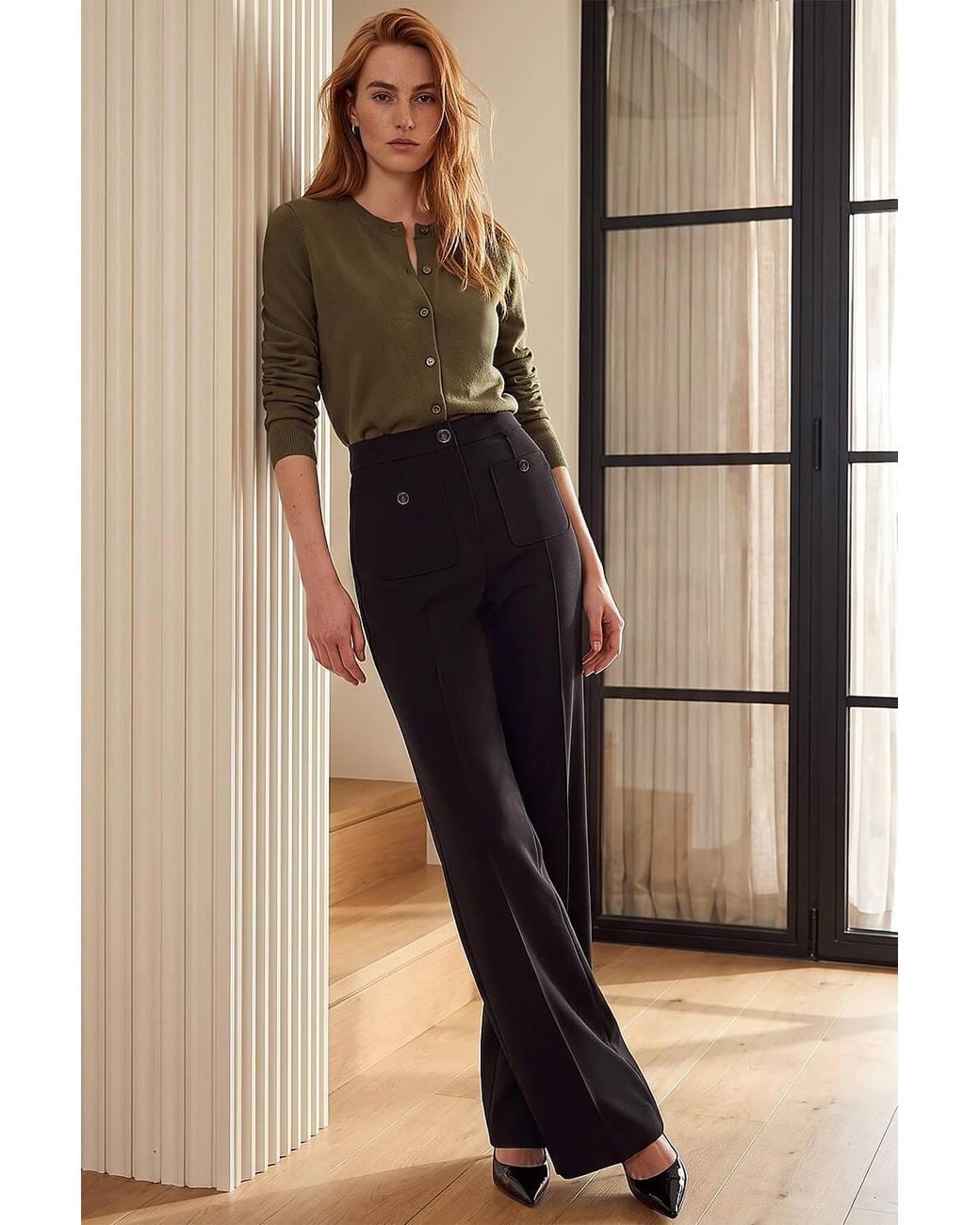 Roman Black Pocket Button Smart Trousers