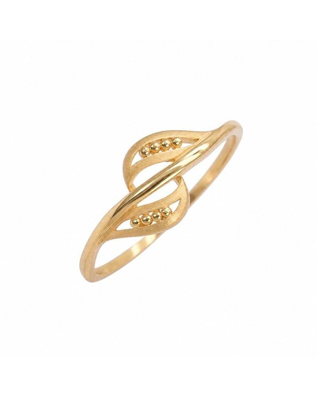 Raina Jewels Metallic 22Ct Crossover Leaf Ring Matte Finish Bead Detail