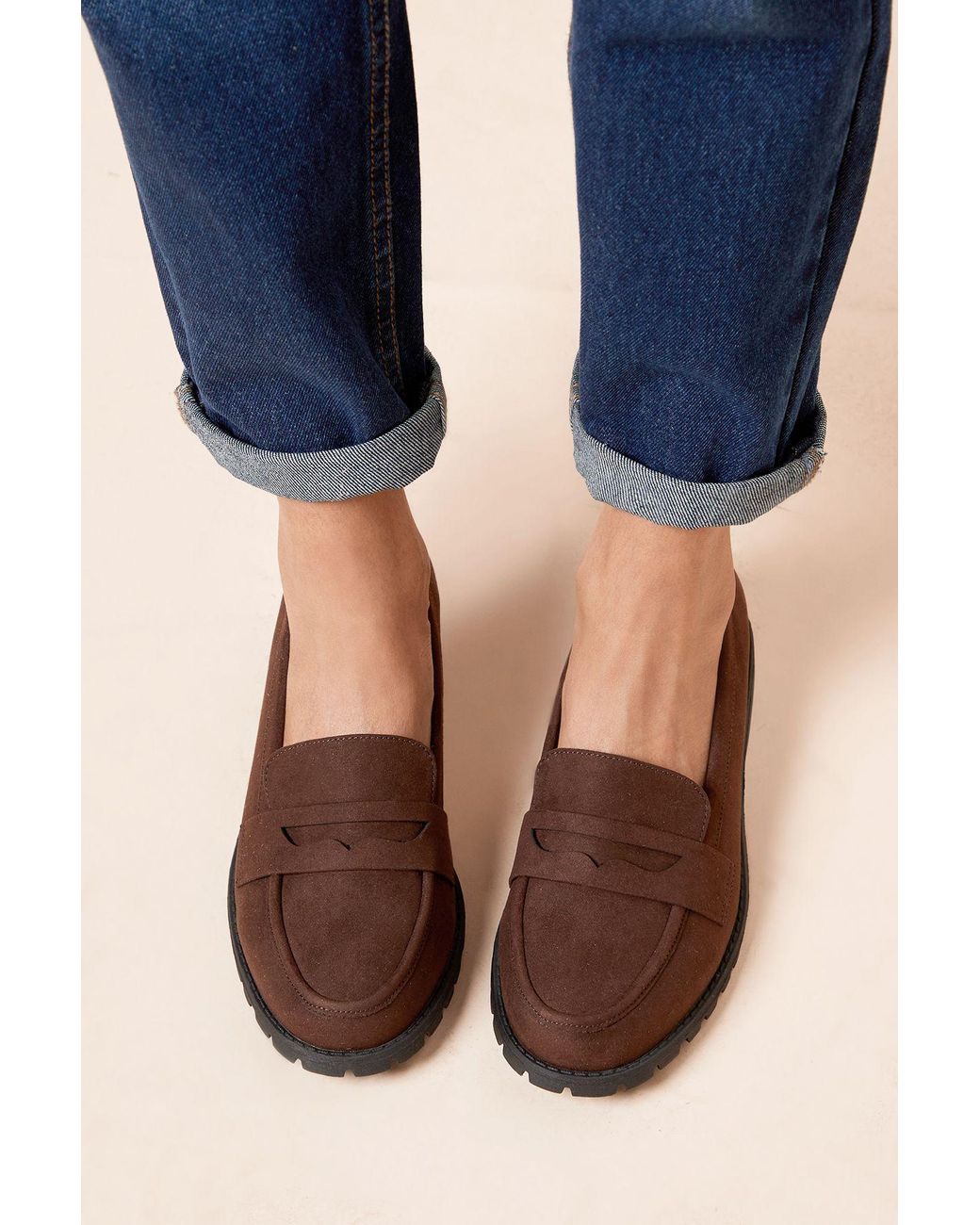 Dorothy Perkins Blue Wide Fit Leoni Chunky Loafers