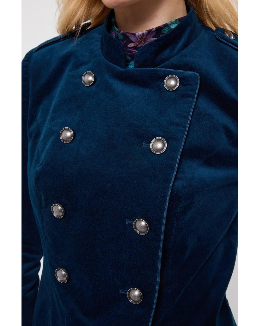 Joe Browns Blue Majestic Moleskin Military Jacket