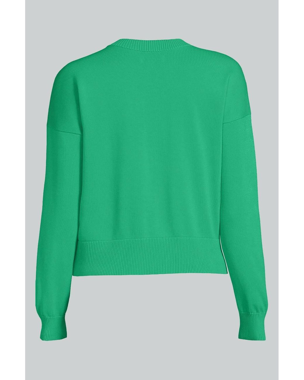 Lands' End Green Fine Gauge Cropped Cotton Cardigan