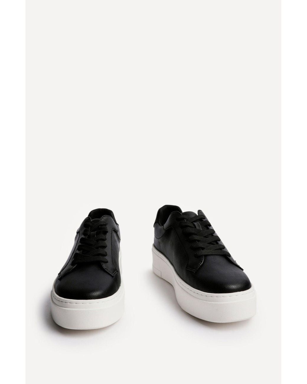 Linzi Black Jersey Faux Leather Trainers