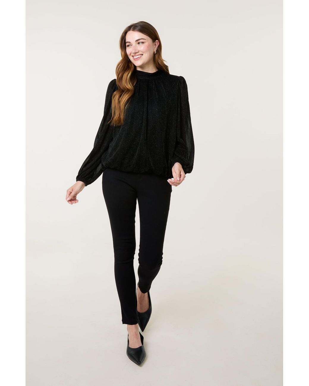 Blue Vanilla Black Long Sleeve Turtleneck Blouse