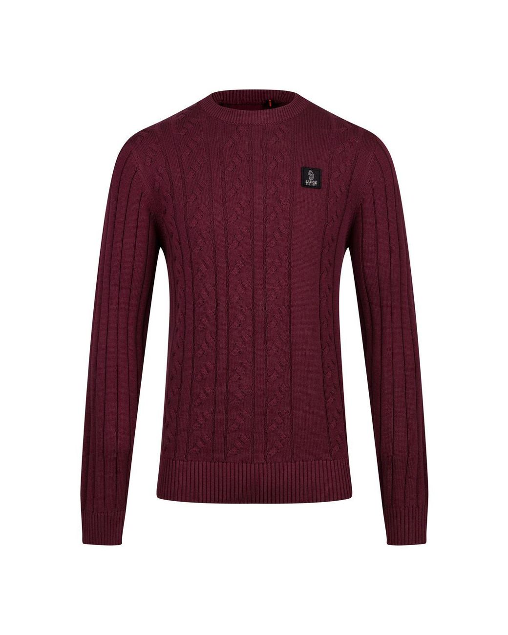 Luke 1977 Purple Mitcham Cable Knit Jumper for men
