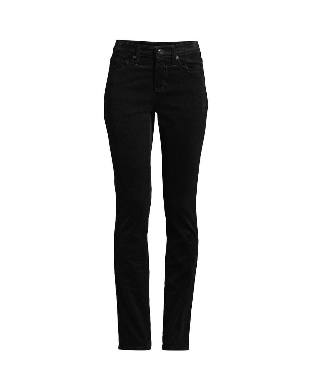 Lands' End Black Straight Leg Stretch Cord Jeans, Mid Rise
