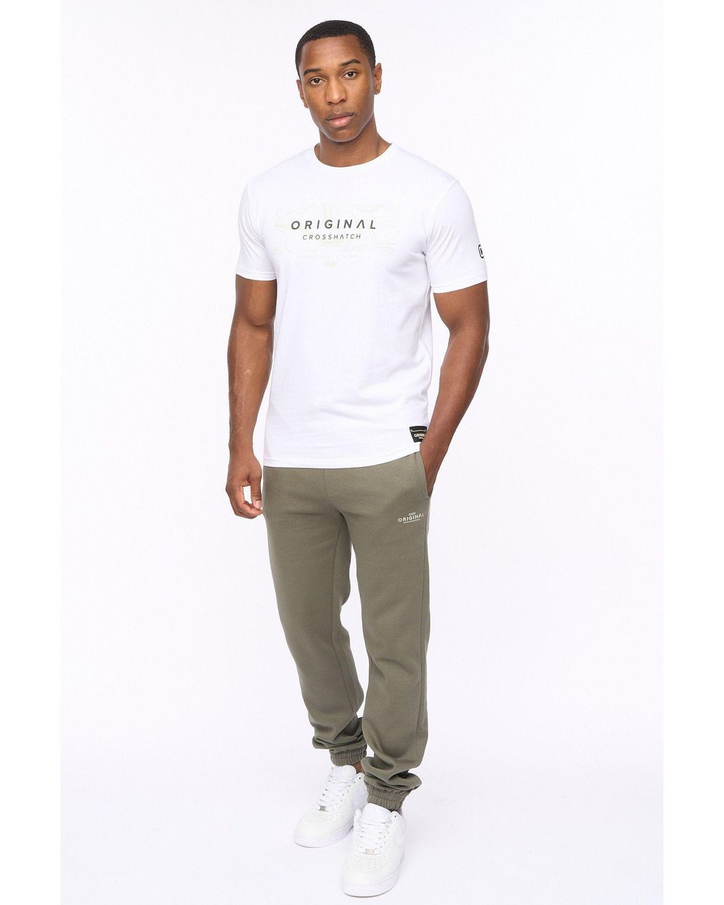 Crosshatch Green Mappedout High-Build Graphic Logo Joggers With Branded Back Pocket for men