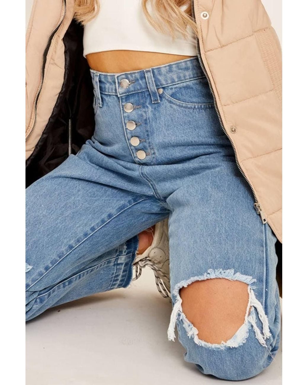 Stylewise Blue Padded Zip-Front