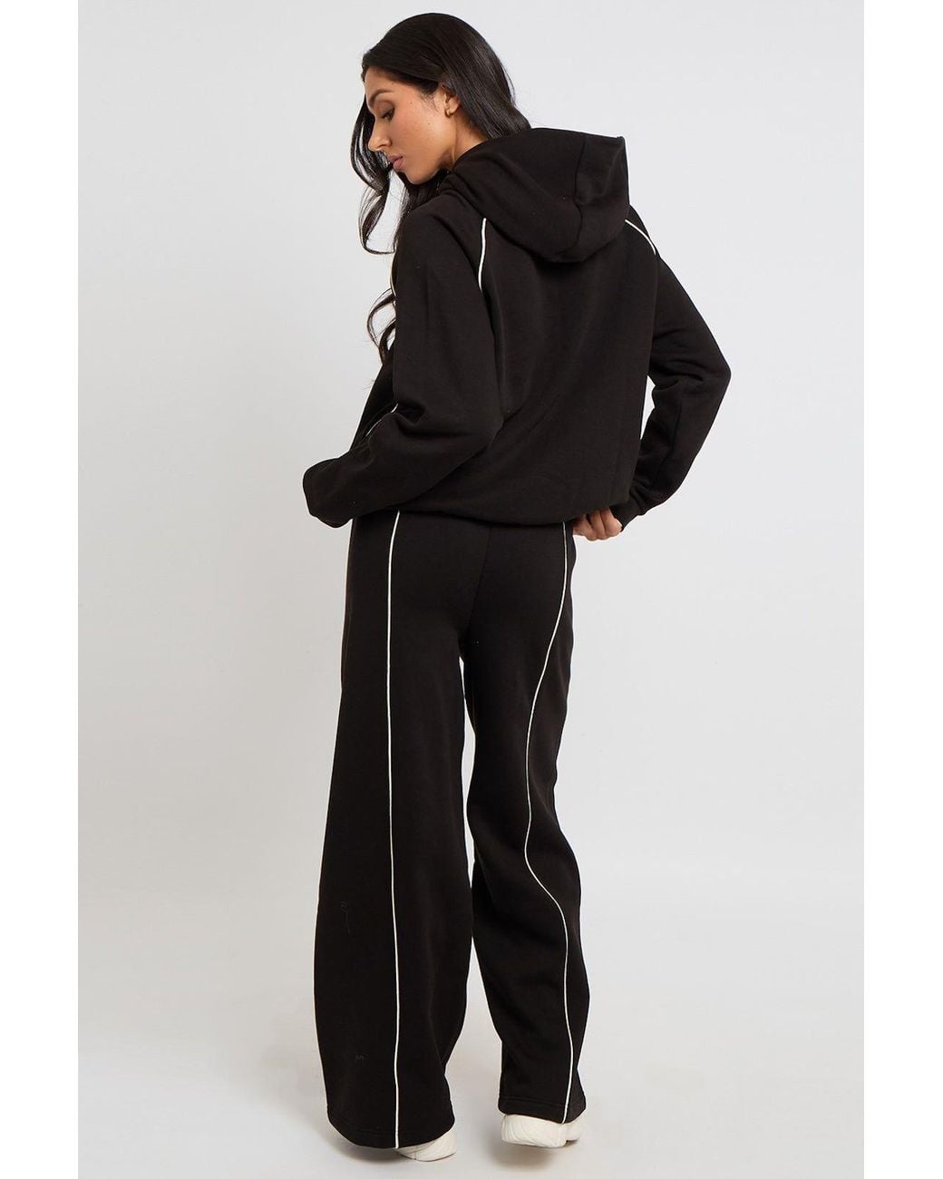 Urban Bliss Black Piped Wide Leg Joggers