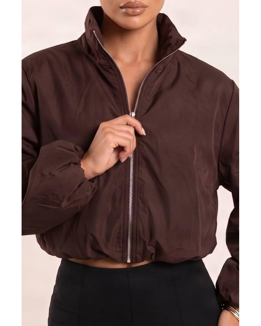 Rebellious Fashion Red Chanda Funnel Neck Zip Up Jacket