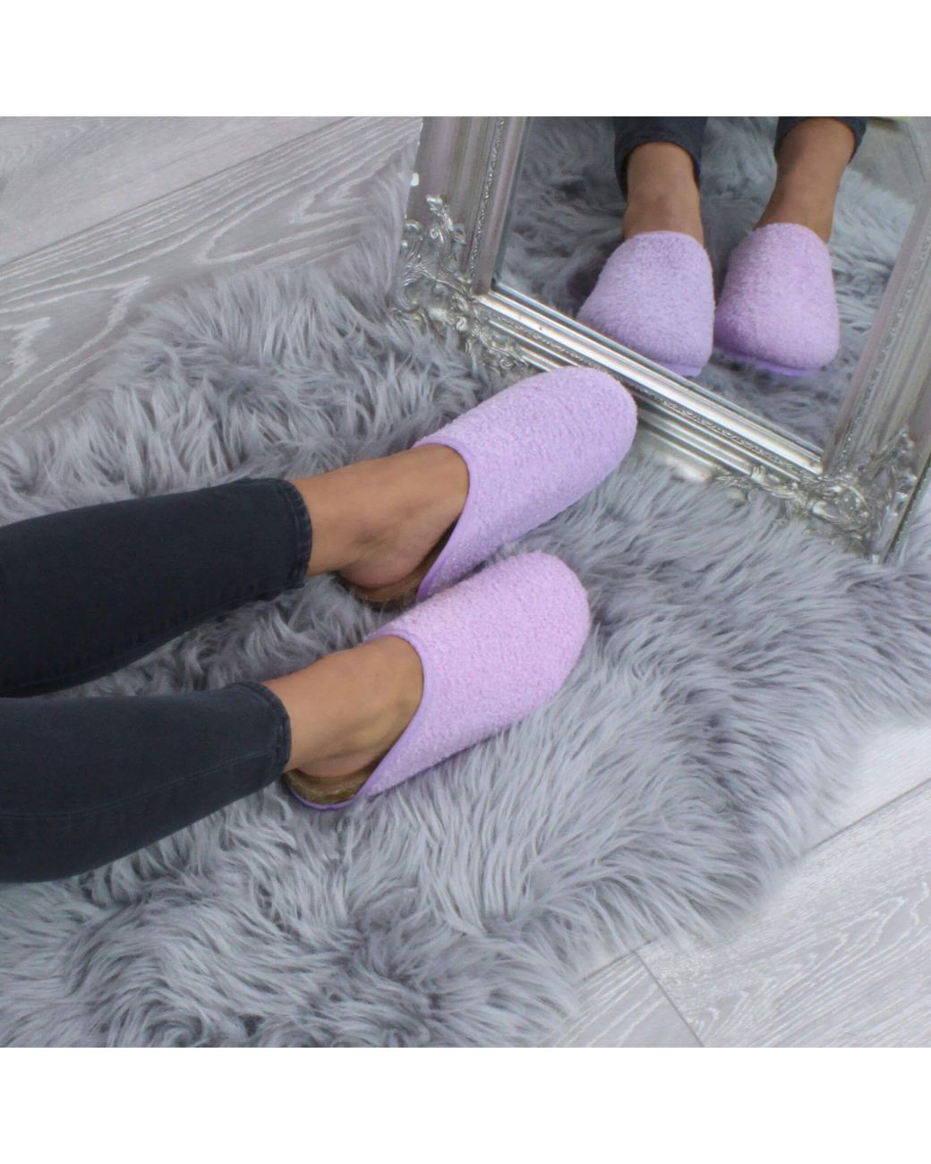 AJVANI Purple Flat Heel Footbed Mules Slippers